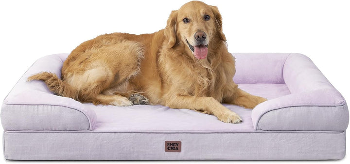 Orthopedic Dog Beds for Extra Large Dogs 44X32Inch, Waterproof Memory Foam XL Pet Bed with Sides, Non-Slip and Egg-Crate Foam Big Dog Couch Bed with Washable Removable Cover, Grey