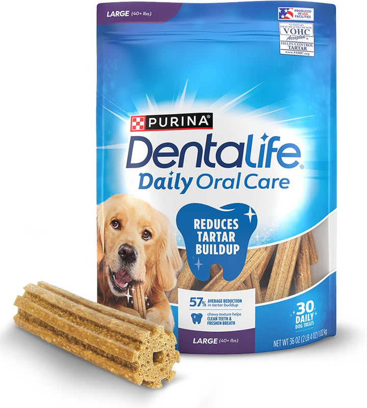 Purina  Made in USA Facilities Large Dog Dental Chews, Daily - 18 Ct. Pouch