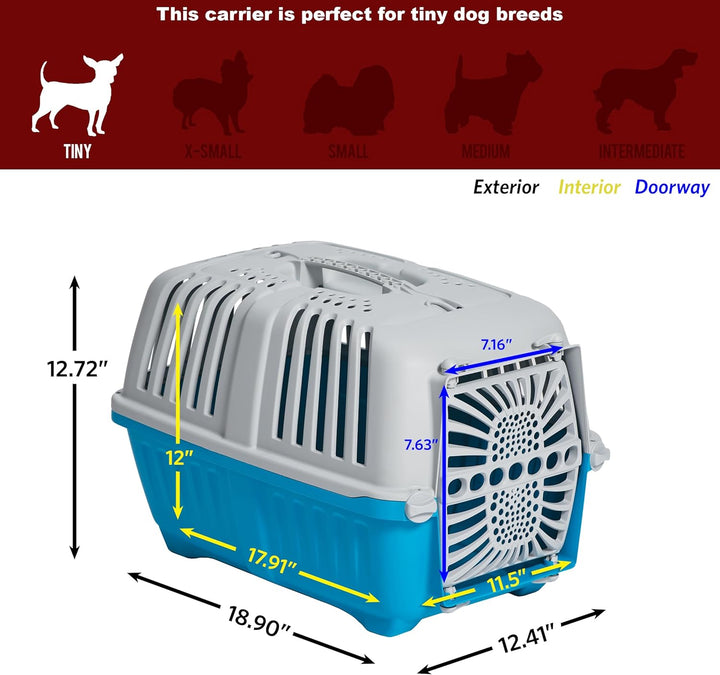 Spree Travel Pet Carrier | Hard-Sided Pet Kennel Ideal for Toy Dog Breeds, Small Cats & Small Animals | Dog Carrier Measures 19.1L X 12.5 W X 13H - Inches