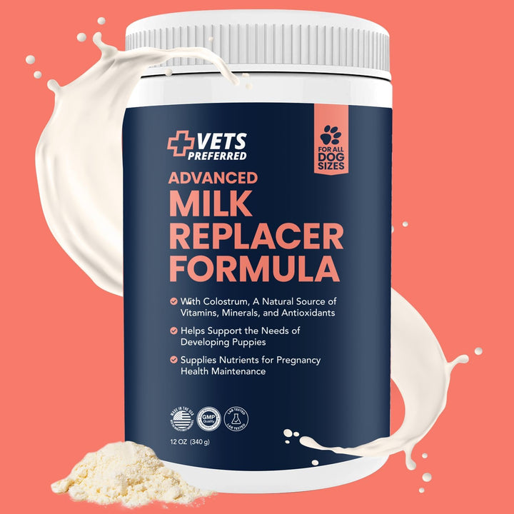 Puppy Milk Replacement Formula - Dog Milk Replacer Powder Supplement for Pregnant, Lactating, Aging Dogs - Enriched with Colostrum - Nutritious Nursing Formula for Puppies - 12 Oz