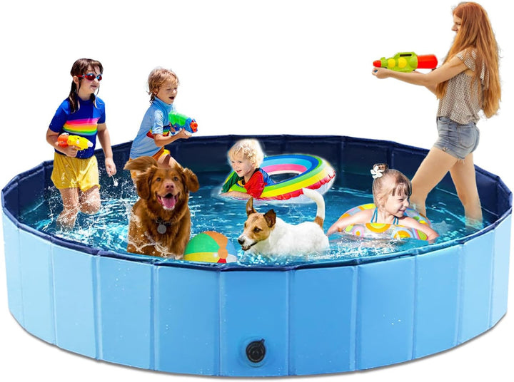 Foldable Dog Pet Bath Pool Collapsible Dog Pet Pool Bathing Tub Kiddie Pool Doggie Wading Pool for Puppy Small Medium Large Dogs Cats and Kids 48" Blue