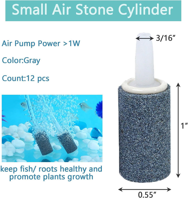 Aquarium Air Stones 1 Inch 12 Pack, Bubble Stone, Aerator Bubble Diffuser, Air Pump Accessories for Aquariums, Fish Tanks, and Hydroponics
