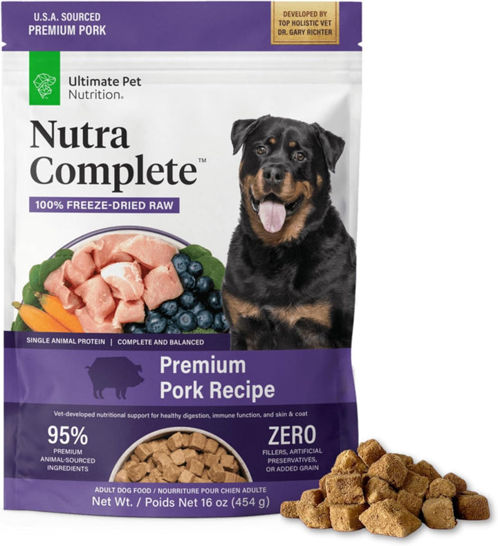 Nutra Complete Freeze Dried Raw Dog Food, Veterinarian Formulated with Antioxidants, Prebiotics & Amino Acids (3 Pound, Beef)