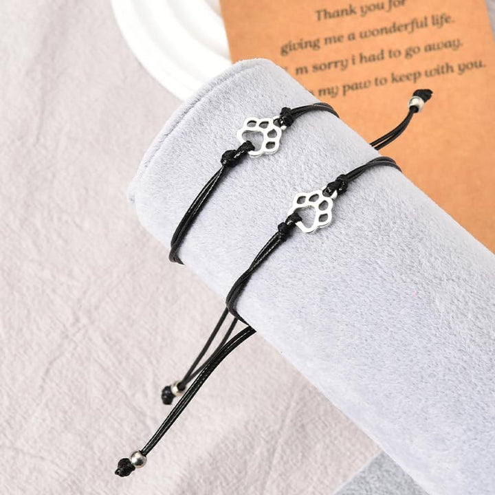 Memorial Bracelet for Pet Loss - Sympathy Paw Print Friendship Bracelets for 2 - Remembrance Gifts for Cat & Dog Lovers