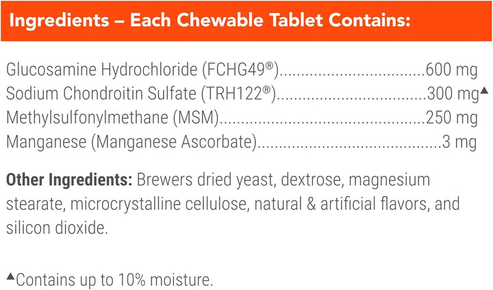 Cosequin for Dogs Joint Health Supplement, Contains Glucosamine for Dogs, plus Chondroitin and MSM, Supports Healthy Joints, for All Breeds and Sizes, Chewable Tablets, 132 Count