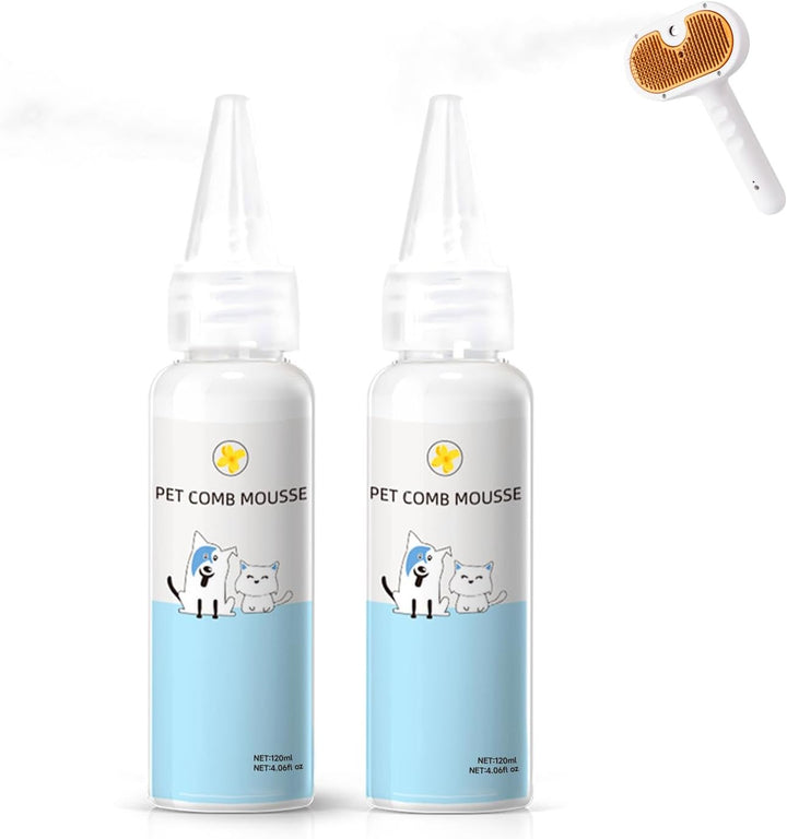 Pet Steam Brush for Dog & Cat – 3-In-1 Spray Hair Removal Comb – Steam for Shedding & Grooming – Water Brush for Long & Short Haired Pets – Spritz Defur Comb – Includes Waterless Shampoo