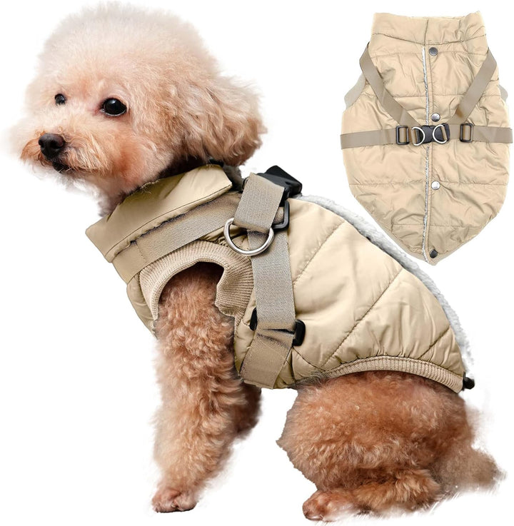 2 Layers Fleece Lined Warm Dog Jacket for Puppy Winter Cold Weather,Soft Windproof Small Dog Coat,Green S