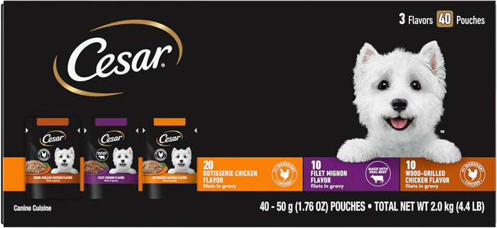 Filets in Gravy Wet Dog Food Filet Mignon Flavor, 1.76 Oz. Mini-Pouch (20 Count, Pack of 1)