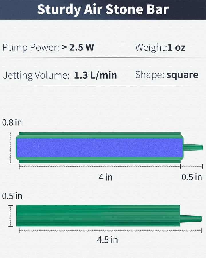Aquarium Air Stone Bar Bubbler 4 Inch, Fish Tank Bubbler Stone with Plastic Base Square Oxygen Diffuser for Nano Air Pump Small Bucket and Fish Tank, 4 Pack