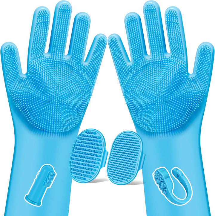 6PCS Pet Grooming Kit for Dogs,Cats and Horses | Dog Washing Gloves | Dog Bath Brush | Dog Bath Gloves | Dog Shampoo Brush | Pet Grooming Gloves | Dog Bath Supplies (Navy Blue)