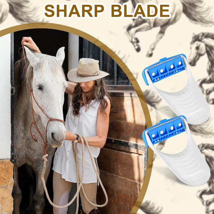 24 Pcs Horse Clippers Horse Grooming Razor Disposable Grooming Razor Horse Trimmer Shaver Kit Fit for Horse Dog, White&Blue