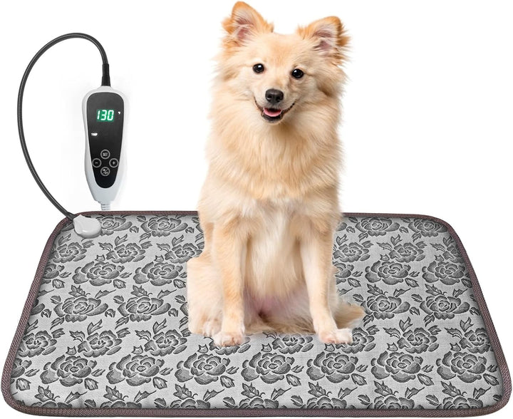 Large Dog Heating Pad 34X21In with Smart Thermostat Switch and Power Line Protection Tube,Obtained MET and UL Dual Certification,Waterproof Pet Heating Pad, Suitable for Dogs of All Ages