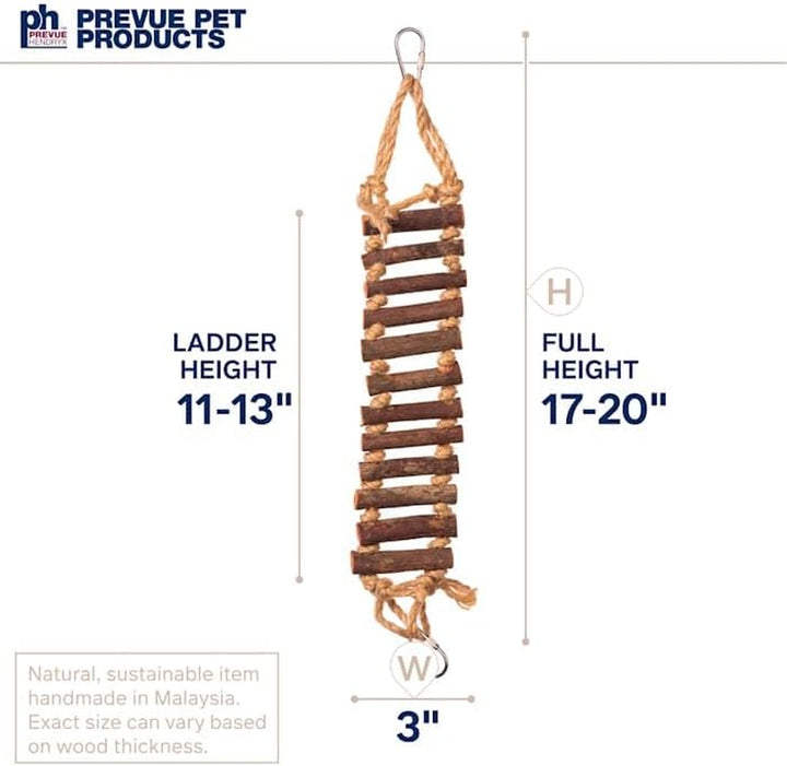 Naturals Rope Ladder Bird Toy, Wood Stairs Climbing Activity Attachment for Birdcage, Earth Tone Brown 62806