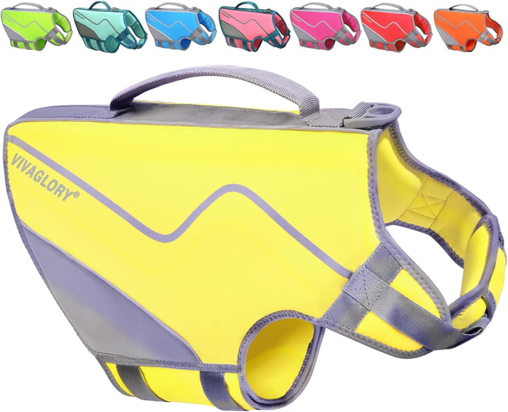 Neoprene Dog Life Vest, Dog Life Jacket for Swimming & Boating, Lightweight & Buoyancy for Puppy Doggy, Swimming Vest with Handle, XS, Raspberry Pink