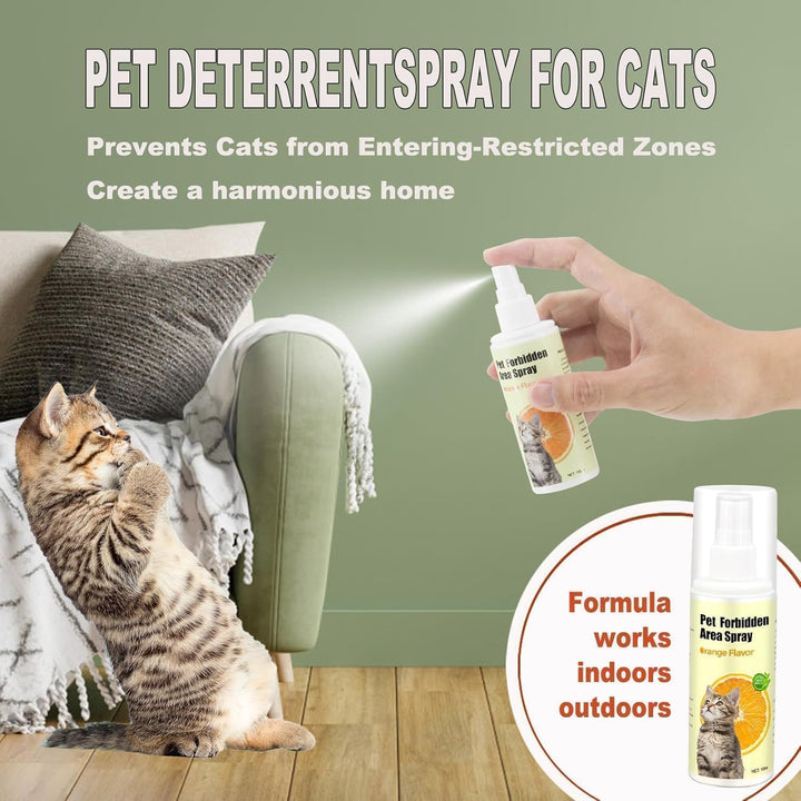 Cat Deterrent Spray – Anti-Scratch Cat Spray 100% Natural, Plant-Based Formula to Stop Scratching, Chewing & Urine Spraying – Indoor Use Safe for Furniture, Fabric, Pets & Kids – 6.76 Fl Oz