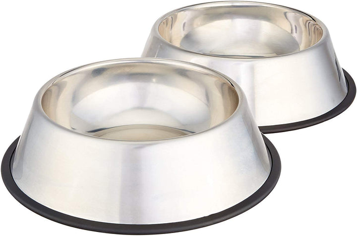 Stainless Steel Non-Skid Pet Dog Water and Food Bowl, 2-Pack (10 X 2.8 Inches), Each Holds up to 38Oz