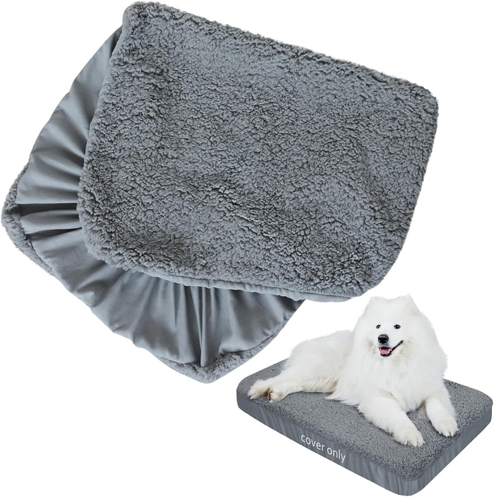 Dog Bed Covers Soft Plush Replacement Washable, Waterproof Pet Bed Liner Grey 36X27 Inches, for Dog/Cat, Cover Only