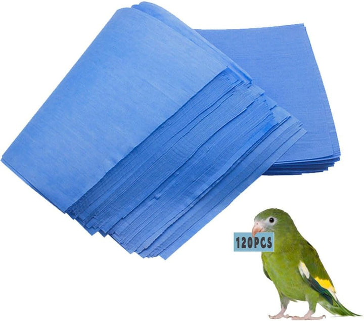 120 Pieces Bird Cage Liners-11'' X 17''Disposable Non-Woven Bird Cage Paper Liners Precut Absorbent Fecal Tray Cages Cushion Pad Mat Cuttable Pet Animal Cages Cushion for Parrot (White)