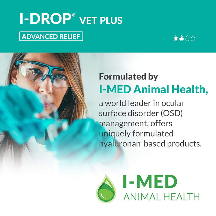 VET PLUS: Dog Eye Drops for Pets | Lubricate Acute/Seasonal Dry Eyes | Superior Comfort | Long-Lasting Relief | Fewer Application Needed, 0.25% Hyaluronan | Multi Dose Bottle | One Bottle 10 Ml