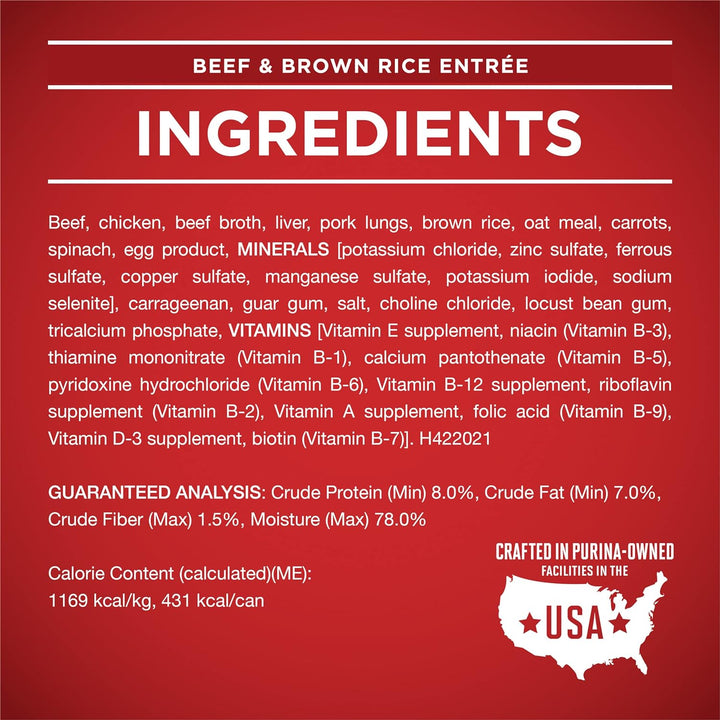 Classic Ground Chicken and Brown Rice, and Beef and Brown Rice Entrees Wet Dog Food Variety Pack - (Pack of 6) 13 Oz. Cans