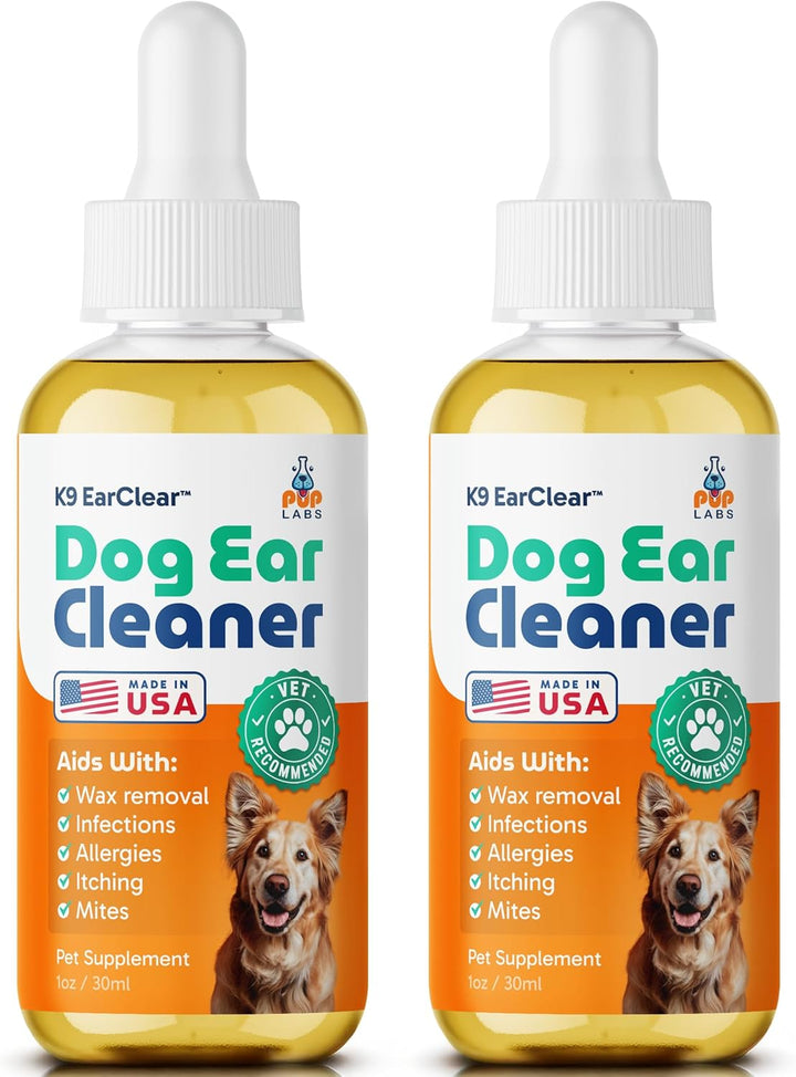 Ear Clear, Natural Dog Ear Cleaner and Infection Treatment for Dogs, Dog Drops for Itching, Irritation, & Wax Build-Up, 1 Oz Bottle with Dropper
