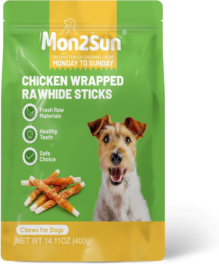 Dog Treats, Rawhide Twist Chicken Hide Sticks, Suitable for Puppy and Small Dogs, 5 Inch (Chicken, Pack of 40)