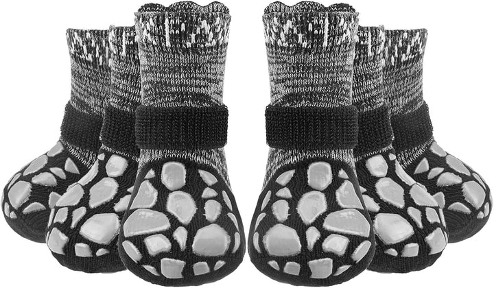 6Pcs anti Slip Dog Socks to Prevent Licking Paws, Dog Shoes for Hot Pavement, Double Sides Dog Boots & Paw Protectors Booties for Hardwood Floors with Grippers Small Medium Large Senior Dog