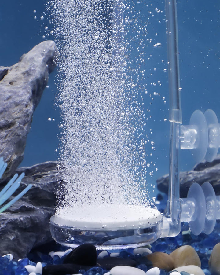 Aquarium Air Stone Disc, 0.9 Inch Tiny Fish Tank Air Stone Kit Ultra-High Dissolved Bubbler Airstone with Accessories for Aquarium Fish Tank and Small Bucket(Pump and Tubing Not Included)