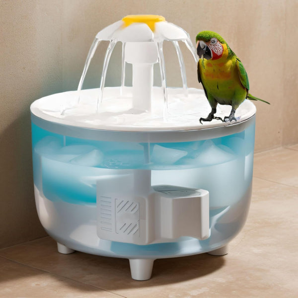 Large Bird Bath for Cage Parakeet Indoor, Parrot Bird Shower Budgie Bath with Pump Recirculating Filtration, Automatic Bird Water Dispenser, Cat Drinking Fountain for Pet (Clear)