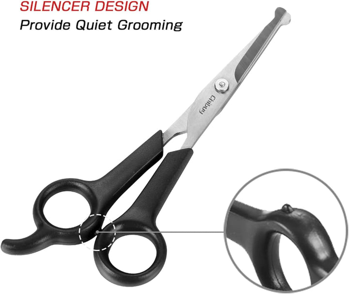 Professional Pet Grooming Scissors with round Tip Stainless Steel Dog Eye Cutter for Dogs and Cats, Professional Grooming Tool, Size 6.70" X 2.6" X 0.43" 1. Grey