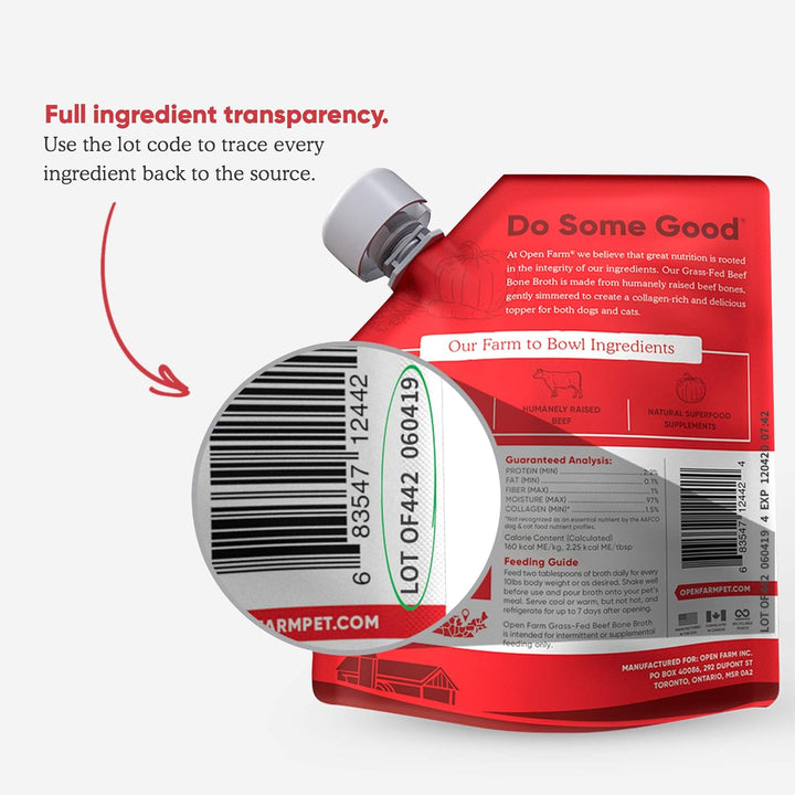 Bone Broth, Food Topper for Both Dogs and Cats with Responsibly Sourced Meat and Superfoods without Artificial Flavors or Preservatives, 12Oz (Grass-Fed Beef)