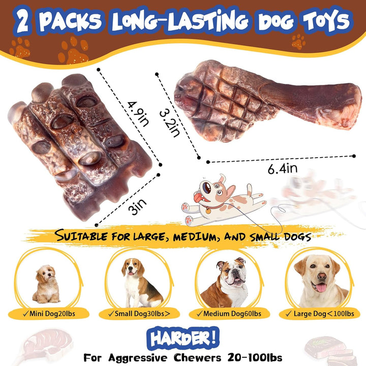 Dog Chew Toys for Aggressive Chewers：2 Pack Indestructible Dog Toy for Large Breed- Tough Nylon Teething Bone Toy to Keep Them Busy