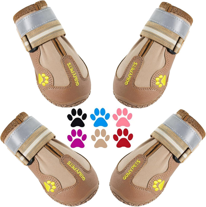 Dog Shoes for Large Dogs, Medium Dog Boots & Paw Protectors for Winter Snowy Day, Summer Hot Pavement, Water-Resistant in Rainy Weather, Outdoor Walking, Indoor Hardfloors Skid-Resistant Sole