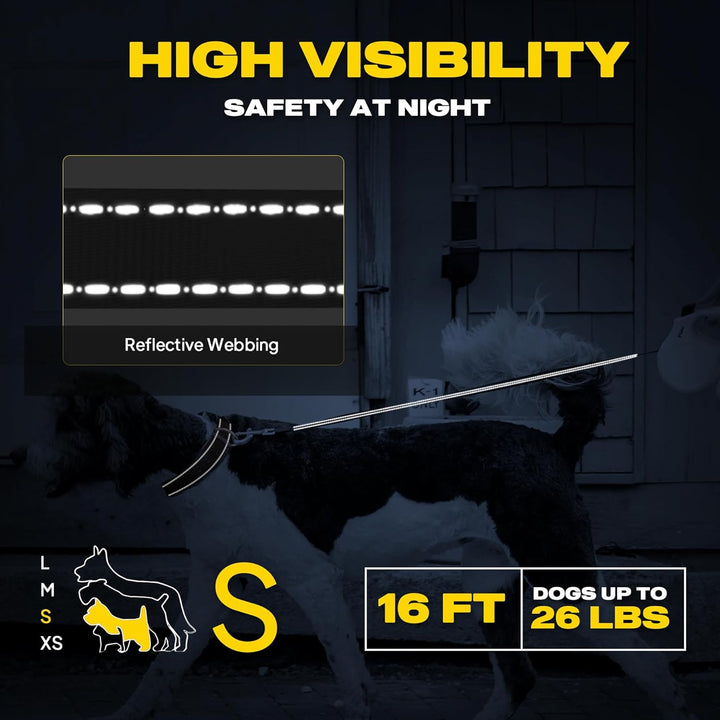 Retractable Dog Leash, 16 Ft Dog Walking Leash for Small Dogs up to 26 Lbs, 360° Tangle Free, Black