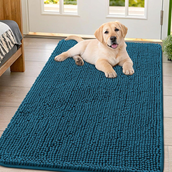 Dog Door Mat for Muddy Paws 30X20, Absorbs Moisture and Dirt Doormat, Non-Slip Washable Quick Dry Chenille Front Door Mat Indoor Entrance, Entryway Carpet for inside Floor, Grey