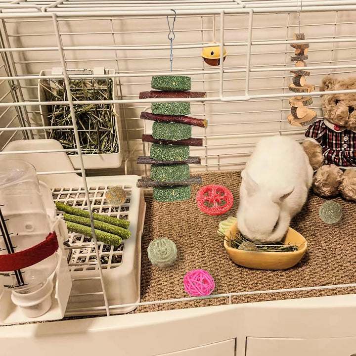 20 PCS Bunny Chew Toys for Teeth, Natural Rabbit Toys Apple Wood Grass Timothy Sticks Chew and Treat for Guinea Pigs Hamster Chinchillas