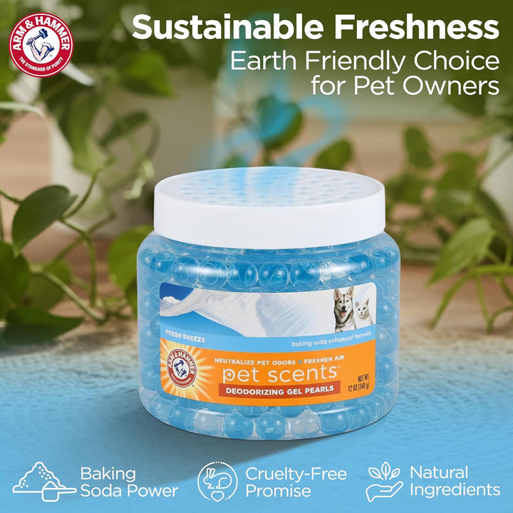 for Pets Air Care Pet Scents Deodorizing Gel Beads in Fresh Breeze | 12 Oz Pet Odor Neutralizing Gel Beads with Baking Soda | Air Freshener Beads for Pet Odor Elimination (FF12689)