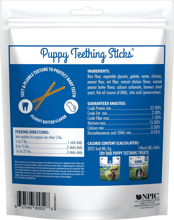 Puppy Teething Sticks Peanut Butter Flavor, 3.74-Oz Bag