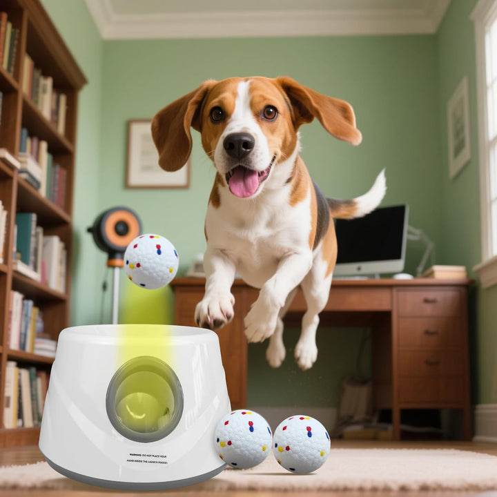 Automatic Ball Launcher for Dogs, Dog Ball Fetch Machine with 6 Pcs ETPU Balls, Interactive Pet Self Playing for Small Puppies Dogs.