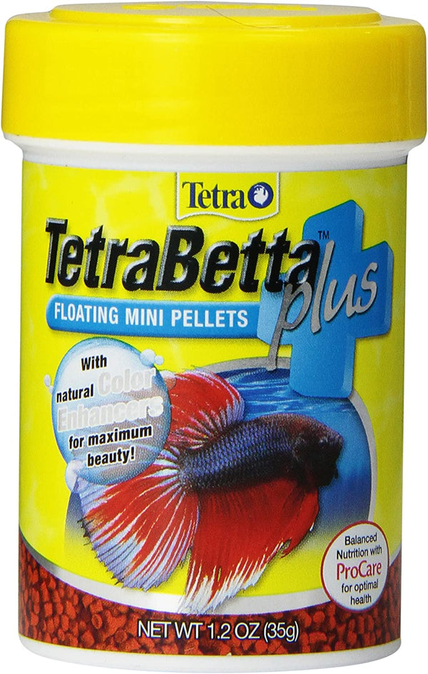 betta plus Floating Mini Pellets, Fish Food with Natural Color Enhancer, 1.2 Ounces