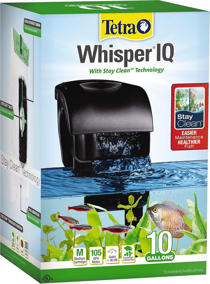 Whisper IQ Power Filter 20 Gallons, 130 GPH, with Stay Clean Technology