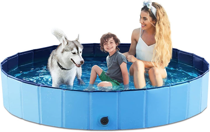 Foldable Dog Pet Bath Pool Collapsible Dog Pet Pool Bathing Tub Kiddie Pool Doggie Wading Pool for Puppy Small Medium Large Dogs Cats and Kids 48" Blue