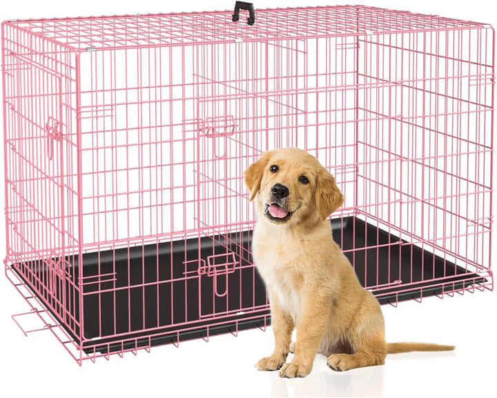 | Dog Crate | 18" | Black | Foldable Metal Kennel with Single Doors, Secure Slide-Bolt Latches, Leakproof Tray | Portable Dog Cage for Small Breeds | for Travel, Indoor & Outdoor Use