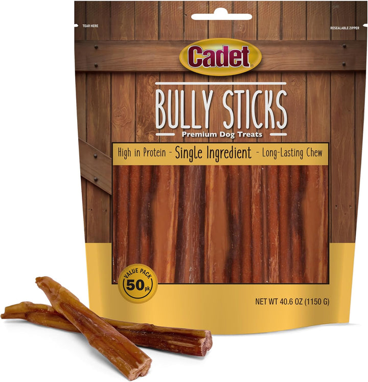 Bully Sticks for Small Dogs – All-Natural Beef Pizzle, High Protein, Low Fat, Long-Lasting, Grain & Rawhide-Free Dog Chews for Aggressive Chewers, Small (12 Ounce)