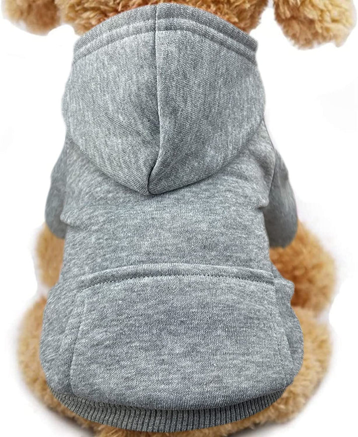 Winter Dog Hoodie Sweatshirts with Pockets Warm Dog Clothes for Small Dogs Chihuahua Coat Clothing Puppy Cat Custume (Coffee, Small)