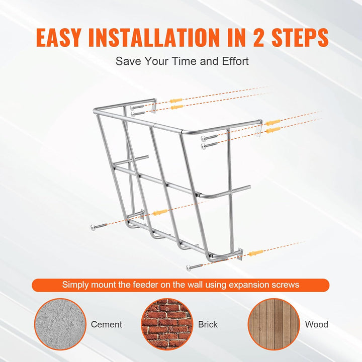 Livestock Feeder, 18.5 Gallons Large Capacity, Heavy-Duty Steel Goat Hay Rack, 24.4" Long Wall Mounted Horse Hay Holder, Multiple Sided Feeding Rack for Sheep Farm Livestock Indoor Outdoor