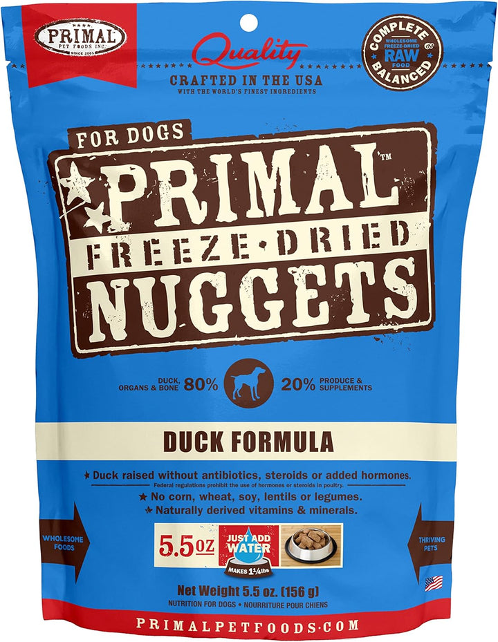 Primal Freeze Dried Dog Food Nuggets, Chicken; Complete Balanced Meal, Topper or Treat; Premium, Healthy, Grain Free, High Protein Raw Dog Food, 14 Oz