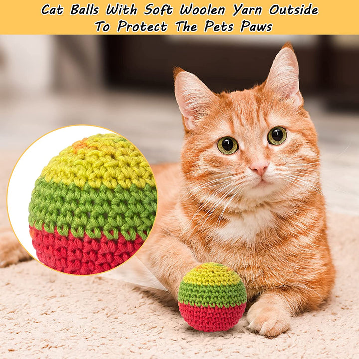Cat Toys Balls, Woolen Yarn Cat Ball Toy with Bell Inside, Kitten Toys for Indoor Cats, Interactive Cat Chew Toys for Kitty Kitten, 6 Pack
