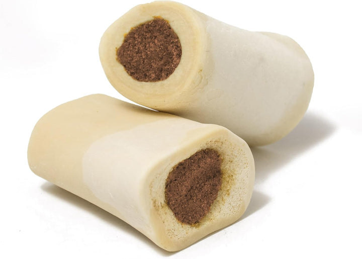 Stuffed Shin Bone, Long-Lasting Dog Chew Bones for Aggressive Chewers, High Protein Filled Bone Dental Chew for Dogs, Bacon & Cheese Flavor Filling, 5-6" for Large Dogs