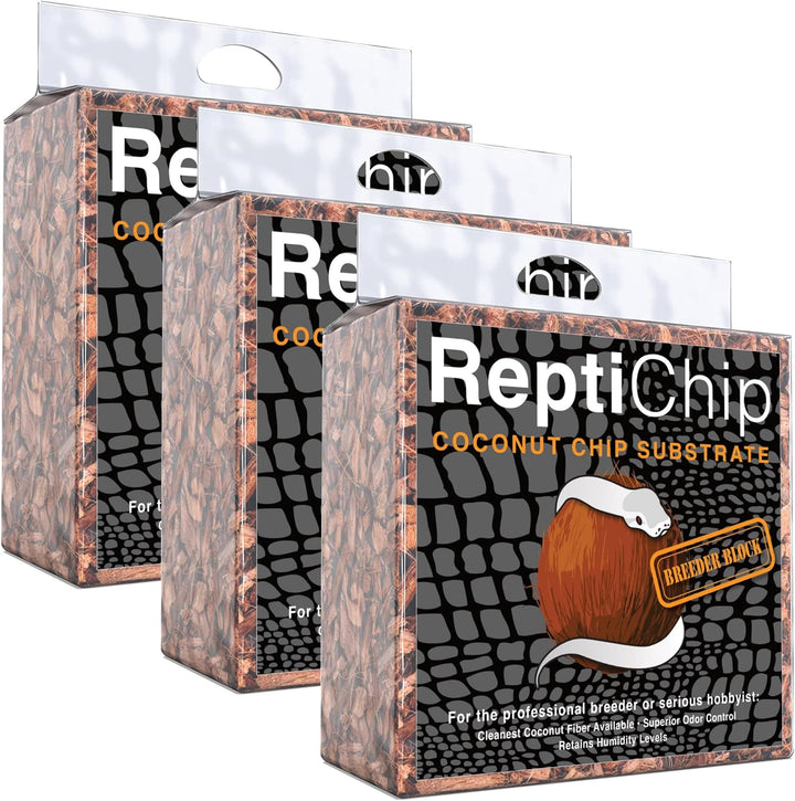 Reptichip Reptile Substrate Coconut Chip Bedding 72 Quart Compressed Organic Coco Husk Block for Snake Habitat, Ball Python Terrarium, Turtle Tanks, Tortoise Enclosure